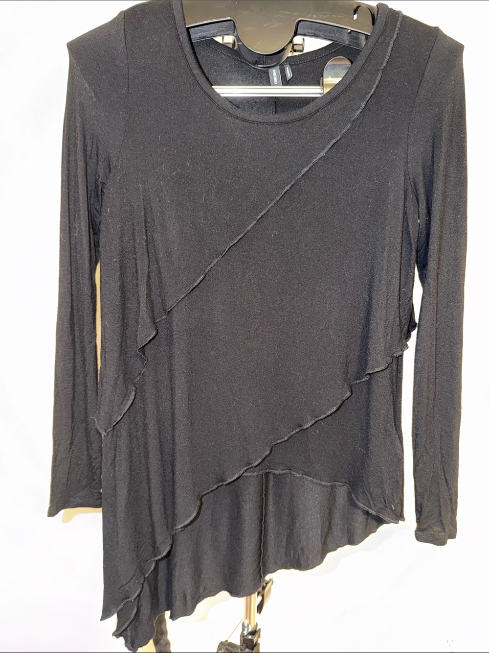 Marciano Black Layered Asymmetrical Long Sleeve Top